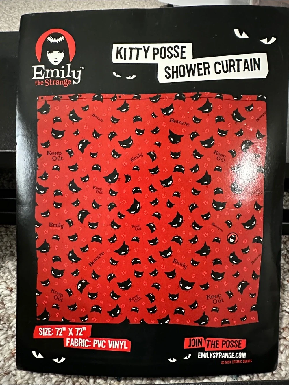 Emily the Strange Kitty Posse Red Shower Curtain
